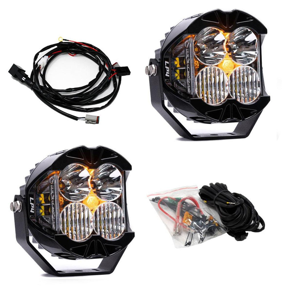 Baja Designs  LP4 Pro LED Auxiliary Light Pod Pair - Universal Driving Combo|Clear|Amber backlight