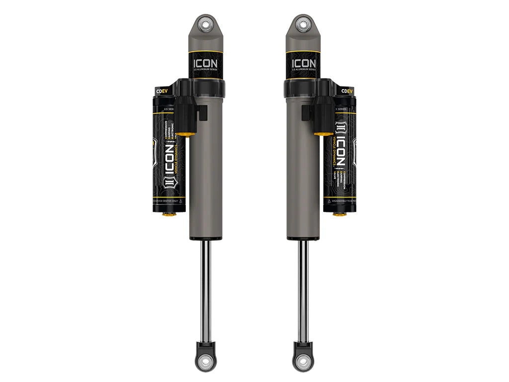 ICON 2017-2025 Ford F-250/F-350 Super Duty 4WD, 3-6” Lift, Rear, V.S. 2.5 Aluminum Series Shock Absorbers, Piggyback Reservoir w/ CDEV, Pair
