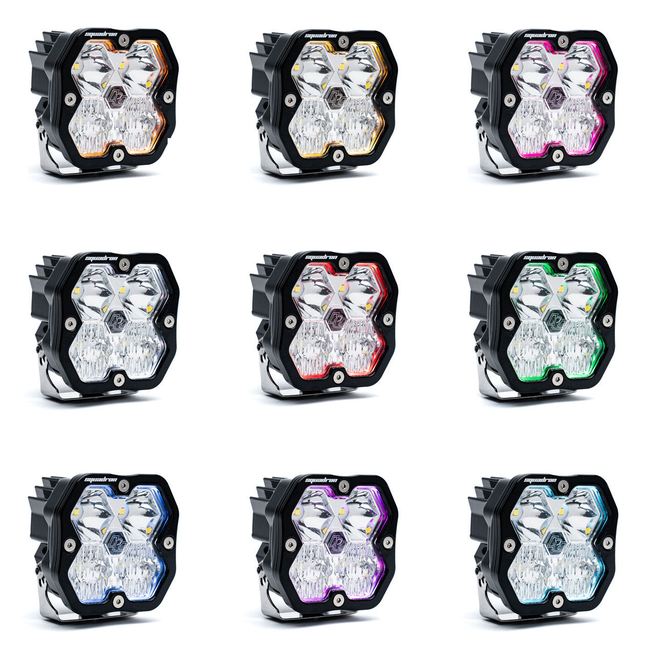 Baja Designs Squadron 2.0 Sport Black LED Auxiliary Light Pod Pair - Driving combo | White | Harness included