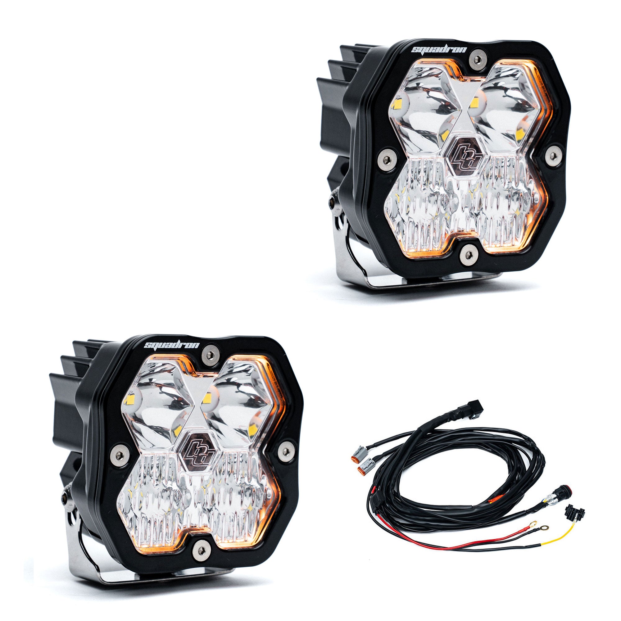 Baja Designs Squadron 2.0 Sport Black LED Auxiliary Light Pod Pair - Driving combo | White | Harness included